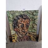 Adrian Johnson (British, b1960), impasto oil on board, 'Lupo', portrait of a man, 42cm x 52cm,