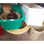 Various stoneware and ceramic items including planter trough, bread crock, proving bowls etc