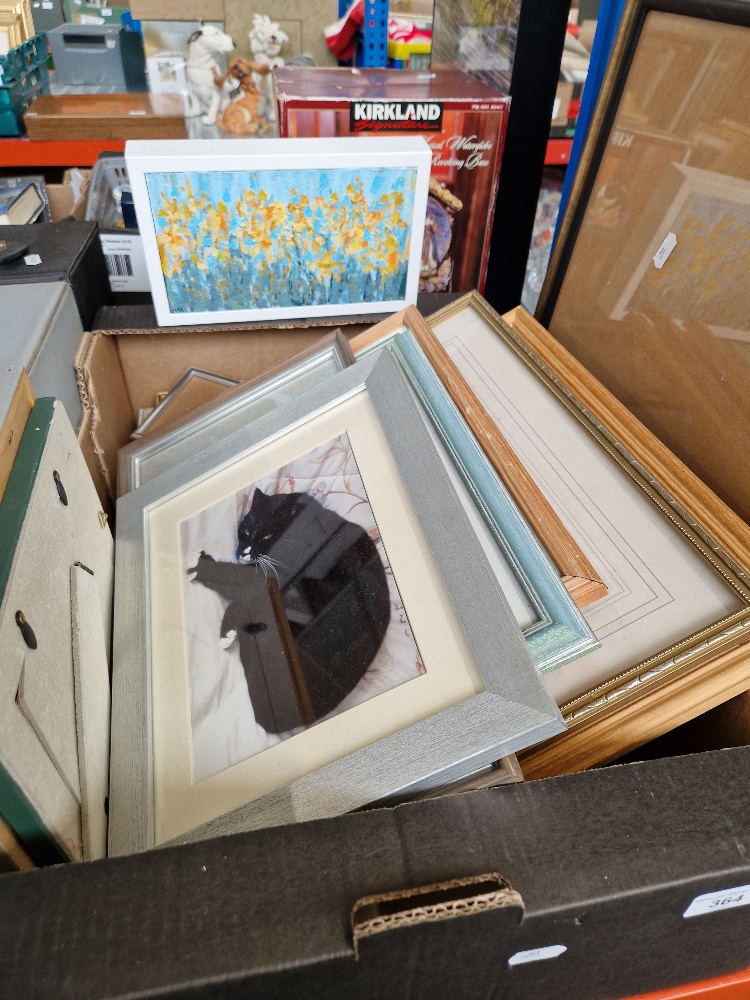 A box of assorted pictures including originals.