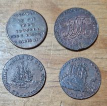 A group of four copper tokens comprising an 1795 york cathedral, cliffords tower 1/2 penny, 1794 t