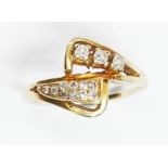 A diamond cluster ring, marked '585', gross weight 3g, size K. Condition - band slightly thing and