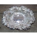 A late Victorian repousse silver bowl, Walker & Hall, Sheffield 1897, diameter27cm, weight 13.