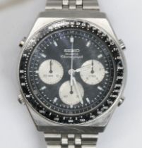 A Seiko Quartz Chronograph, ref. 7A28-703B, stainless steel case width 40mm, later stainless steel