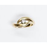 A single stone diamond ring, yellow metal unmarked, gross weight 5.5g size L. Condition - good,