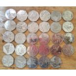 A group of 29 assorted collectable 50p coins.