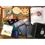 A box of assorted mainly vintage gent's accessories and watches etc.