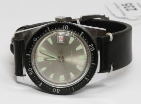 A Buler Submariner style diver's watch, case diam. 38mm, stainless steel case, manual wind movement,