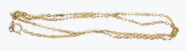 A chain with bolt ring clasp marked '9ct', length 42cm, weight 3.1g.