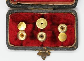 A matched button set, one piece marked '18ct' weight 1.3g, five buttons marked '9ct' or hallmarked