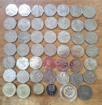 A group of 48 assorted collectable modern coins, mainly 50ps.