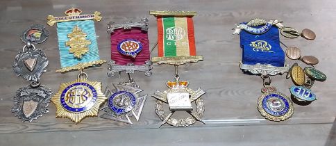 A collection of RAOB medals and fobs including silver. (Silver pictured left)