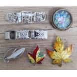 Silver and emalled jewellery including Scandinavian and South AFfican.