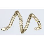 A 9ct gold curb link bracelet, international convention marks, length 22cm, weight 14.6g.