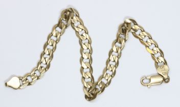 A 9ct gold curb link bracelet, international convention marks, length 22cm, weight 14.6g.