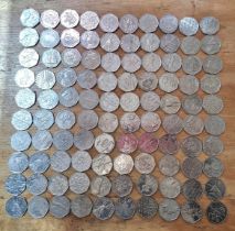 A group of 100 assorted collectable 50p coins.