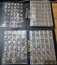 Two files of assorted GB & world coins to include silver coins & threepences etc.