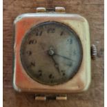 A ladies 18ct gold Art Deco style wristwatch, case width 23mm, gross weight 15.8g.