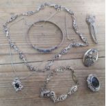 Mackintosh style silver jewellery including Kit Heath and Carrick.