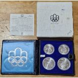 A silver proof four coin set, Canada 1976 Olympics, with certificate in case.