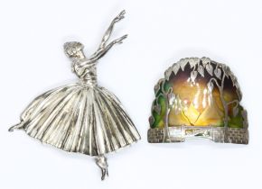 A vintage silver brooch modelled as a ballerina, designed by Frederick Massingham for DH Phillips,