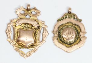 Two hallmarked 9ct gold fobs, weight 9.5g.