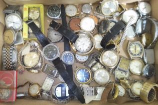 A box of mainly mechanical wristwatches.