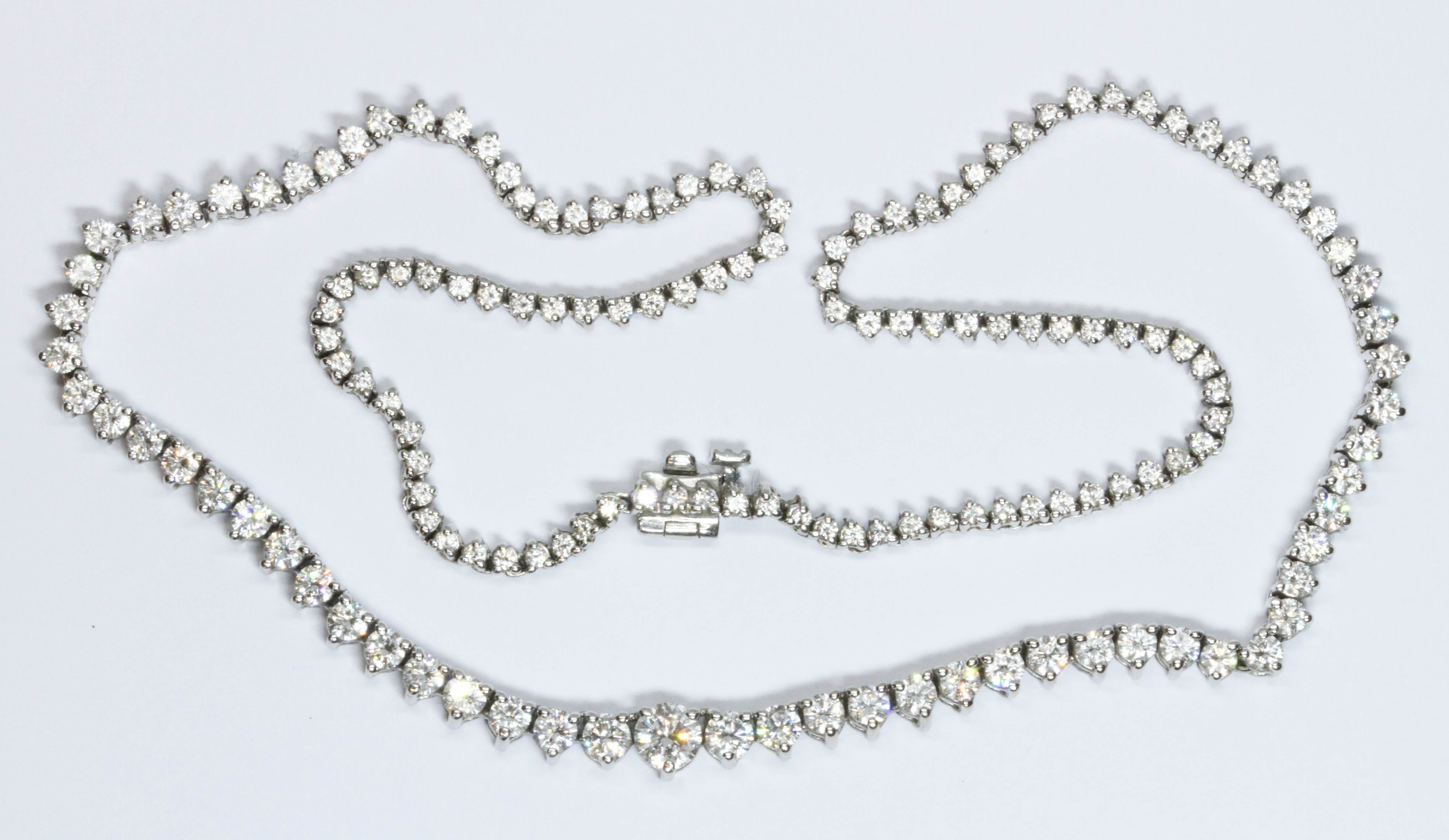 A diamond rivière necklace, the graduated round brilliant cut stones weighing approximately 8 carats - Image 2 of 3