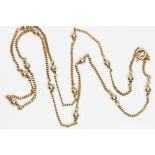 A bead and link chain, marked '10K', length 51cm, weight 5.2g. Condition - good, minor wear only.