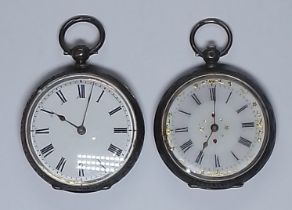 Two continental ladies silver fob watches.