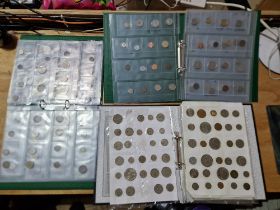 Three files of assorted GB & world coins.