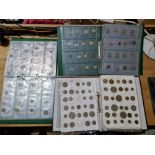 Three files of assorted GB & world coins.