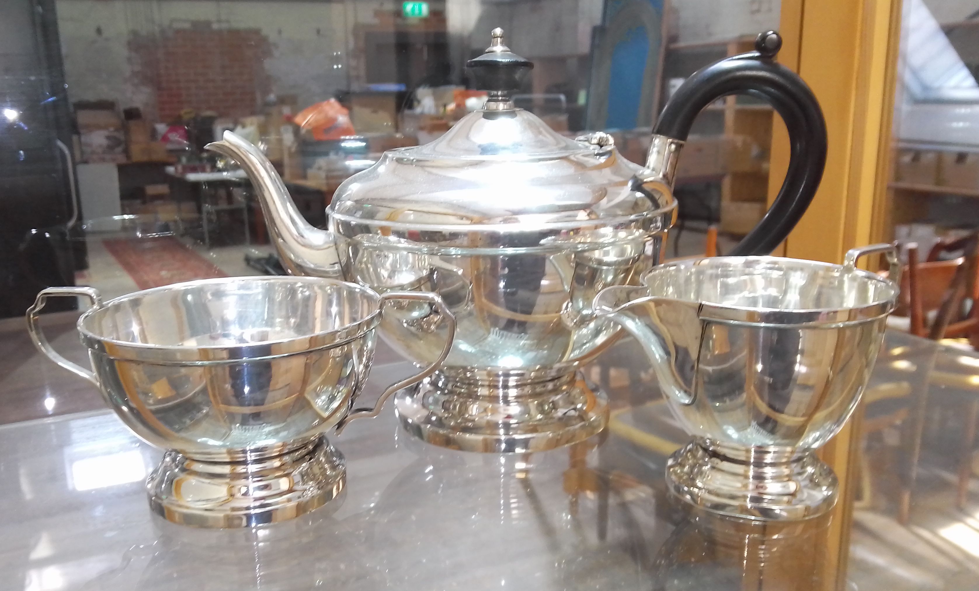 A three piece hallmarked silver tea service, gross weight 21ozt. Condition - good, general wear. - Image 3 of 3