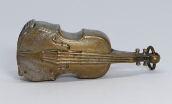 A novelty silver plated vesta modelled as a cello or double bass, length 65mm.