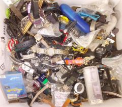 A box of assorted watch spares and repairs.