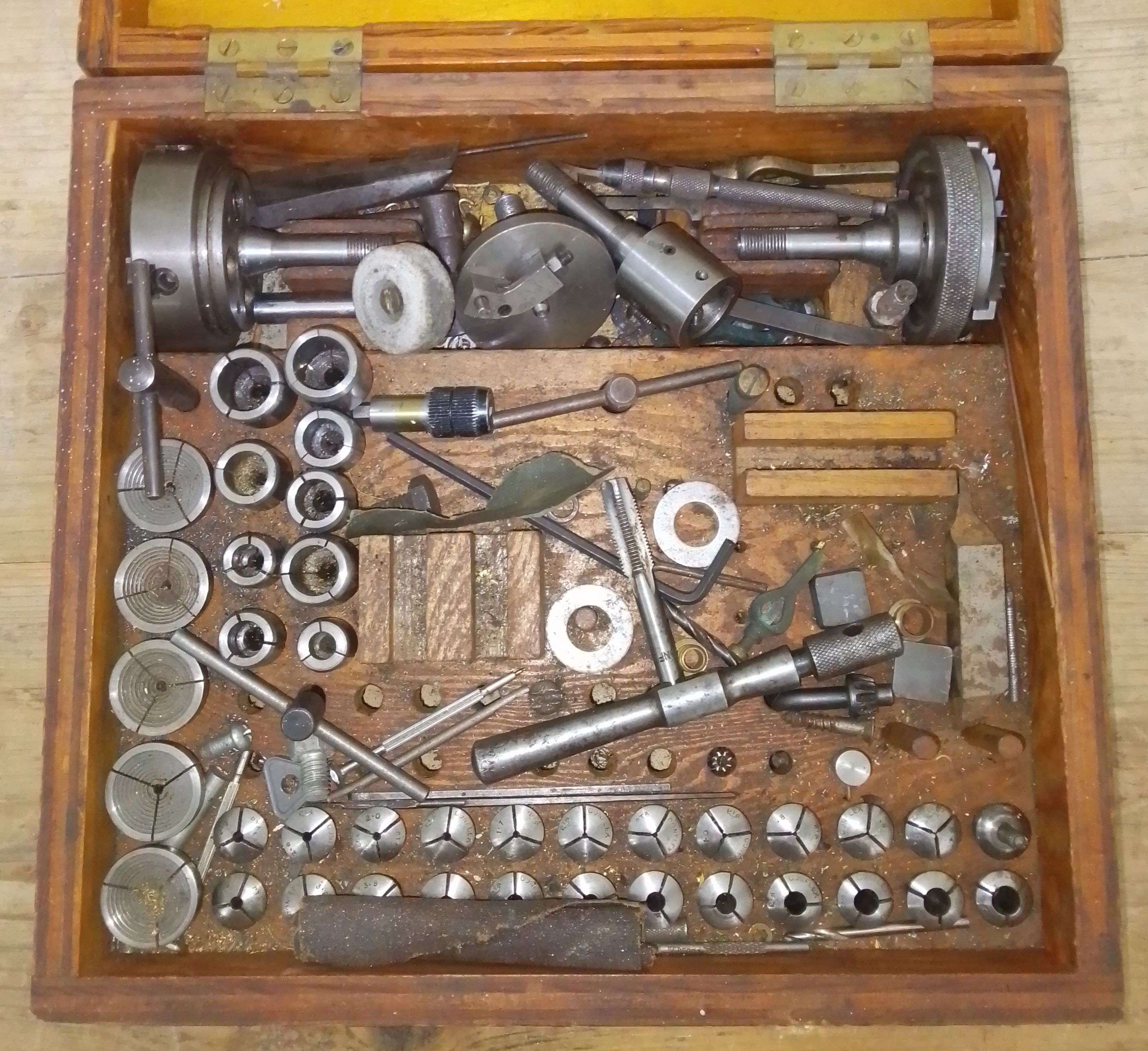 A case of watch lathe accessories.