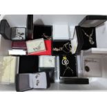 A box of assorted jewellery including silver, costume jewellery, together with a bag of assorted