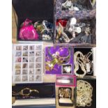 A box of assorted jewellery including hallmarked silver, watches, etc. etc.