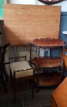 A Victorian walnut whatnot & a piano stool