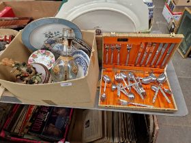 A mixed lot of ceramics and various other items including Royal Doulton, Wedgwood, cutlery etc, etc.