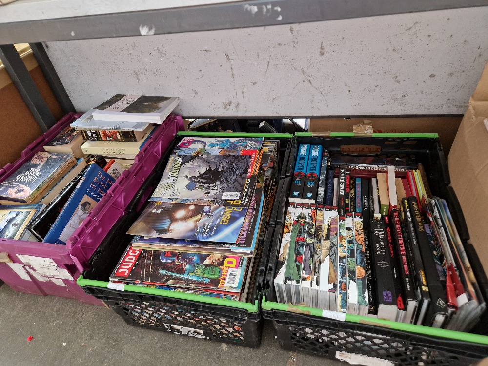 Three boxes of comics, fantasy fiction, myths and legends etc.