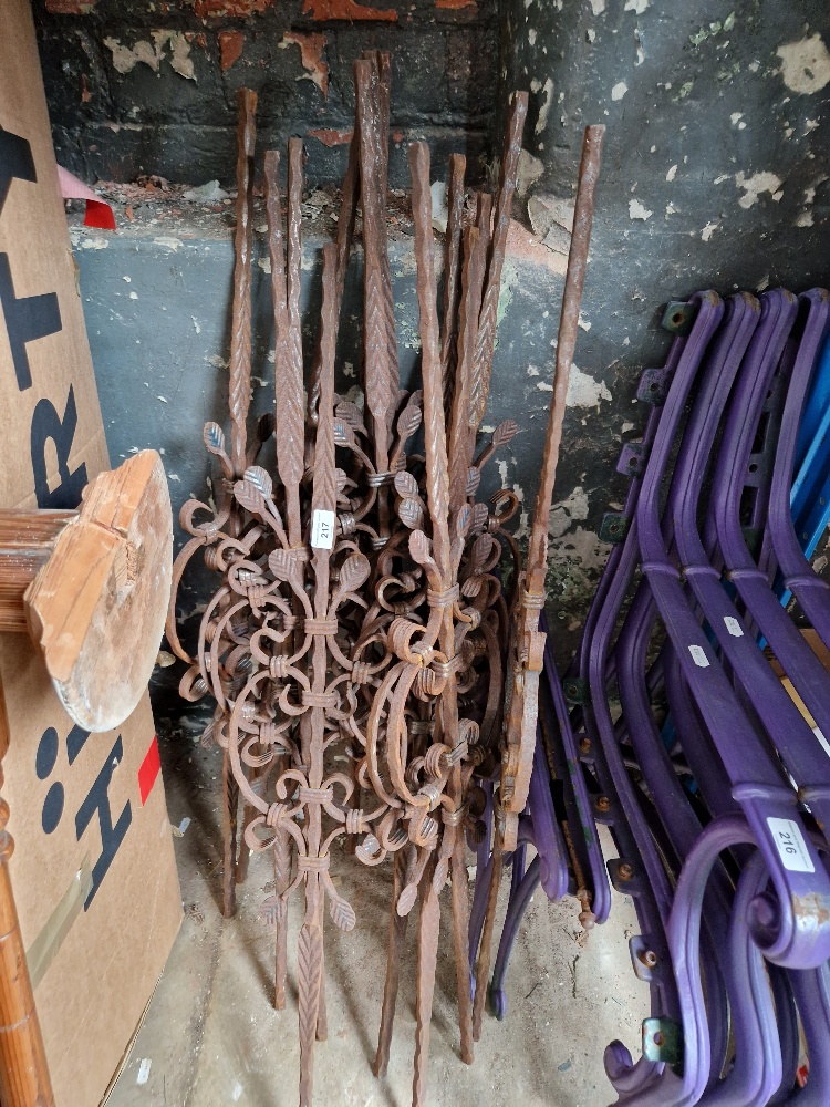 A group of 14 matching wrought iron railings