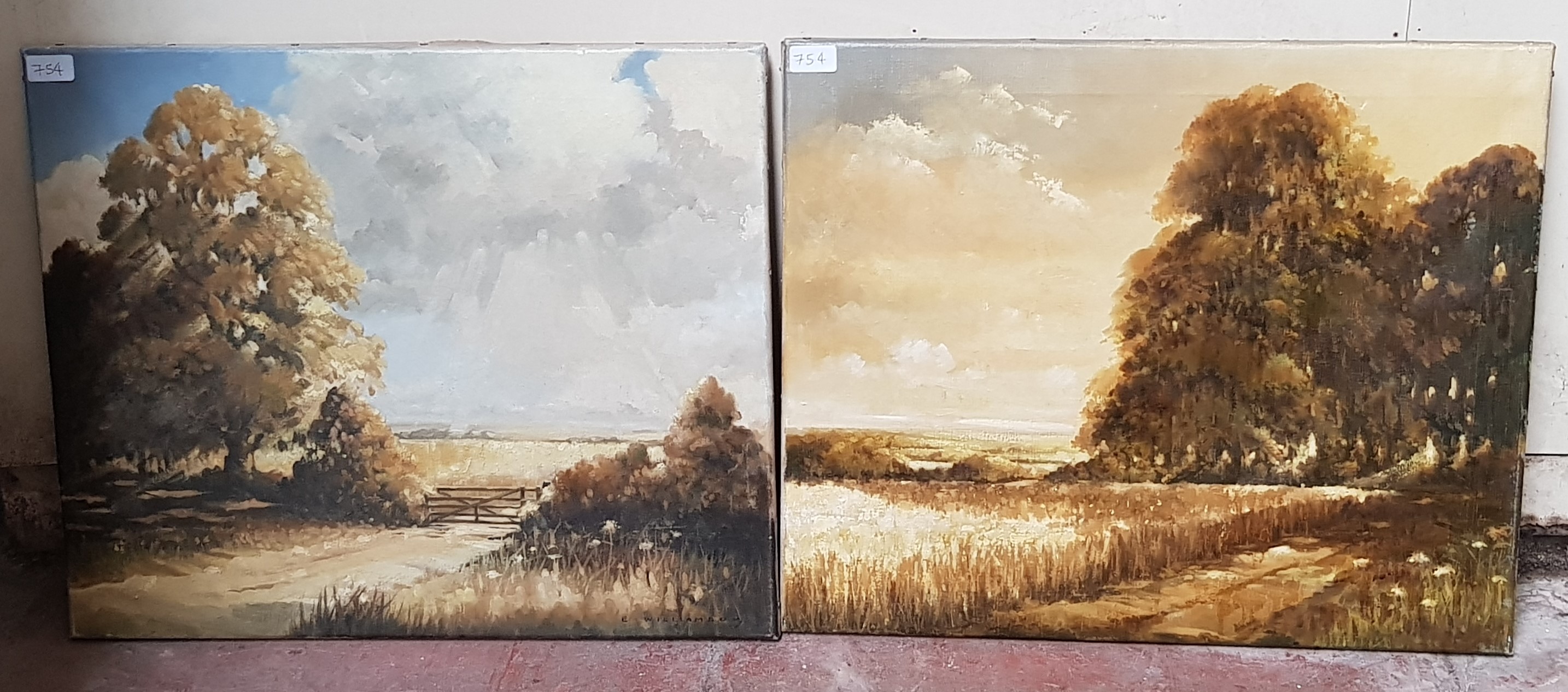 E Williamson, five 20th century school original works, oil on canvas, landscape scenes, various - Image 2 of 3