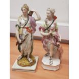 Two early pearlware Staffordshire figures depicting female hunters Circa 1790-1820