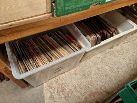 Two boxes of records and some pictures.