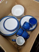 A quantity of Denby bluer dinner ware.