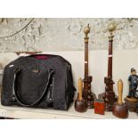 A collection of masonic items to include a pair of globes on pillars (junior warden & senior