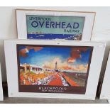 Five National Railway Museum travel and railway posters, Blackpool (x2), Cheshire Lines, Lake