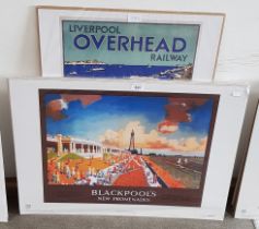 Five National Railway Museum travel and railway posters, Blackpool (x2), Cheshire Lines, Lake