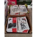 A collection of Cheval De Fer, Ariel Owners motorcycle magazines spanning from the 1970s to 2000.