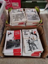 A collection of Cheval De Fer, Ariel Owners motorcycle magazines spanning from the 1970s to 2000.